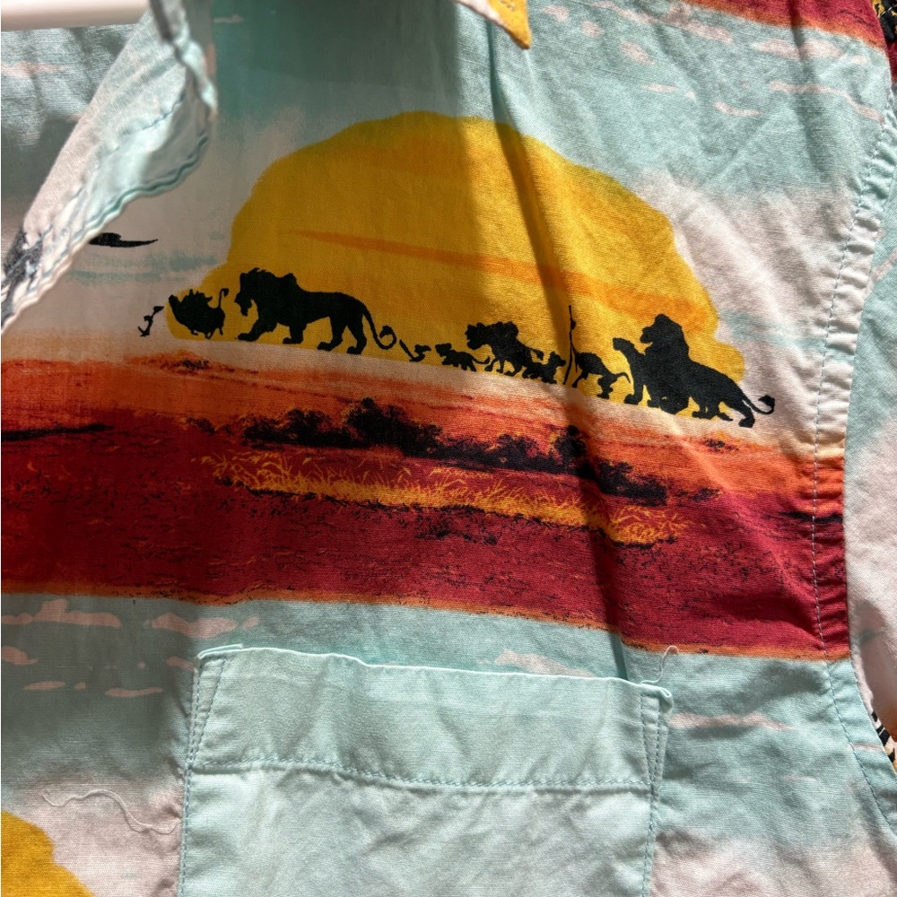 Multicolor Lion King Print Casual Button Down Shirt